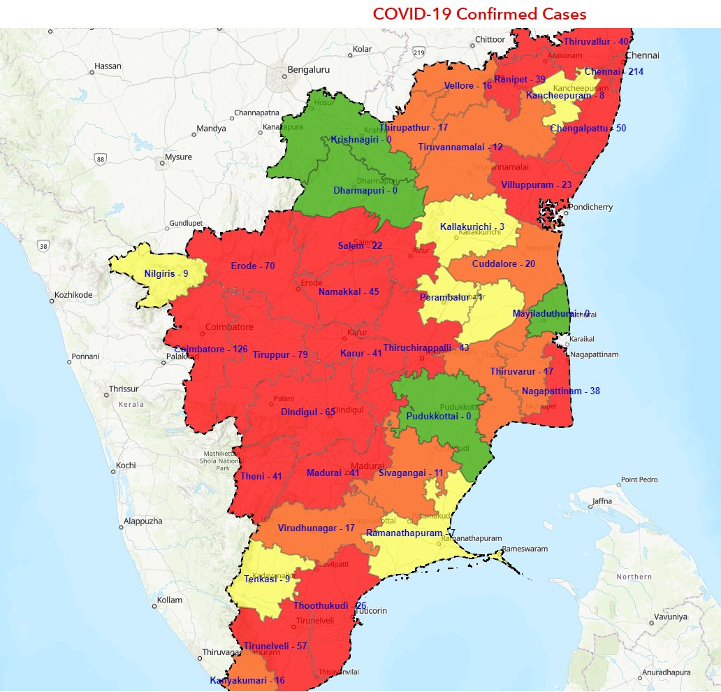 கொரோனா வைரஸ் தொற்று : தமிழகத்தில் அதிக பாதிப்புக்குள்ளான ‘ஹாட்ஸ்பாட்’ மாவட்டங்களின் பட்டியல்..!