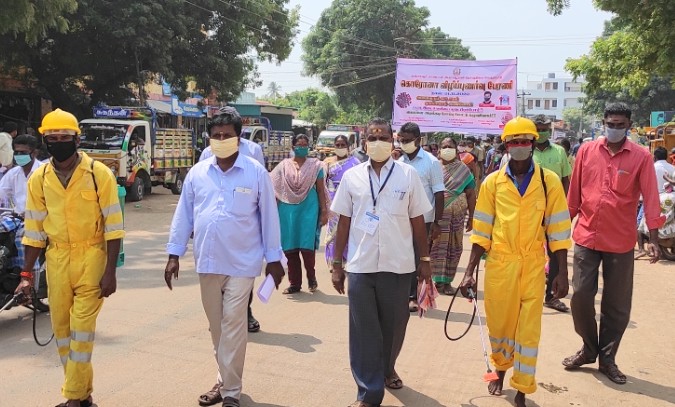 பேராவூரணி பேரூராட்சி சார்பில் கொரோனா விழிப்புணர்வு பேரணி.!