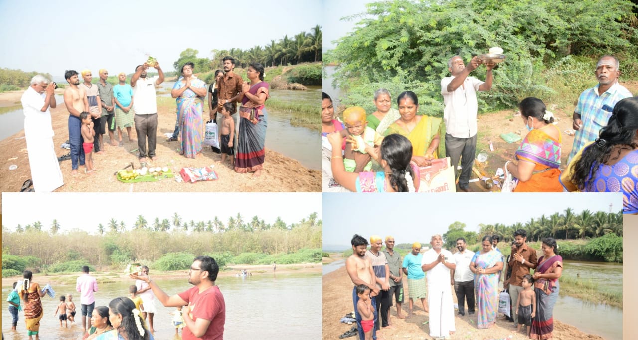 இறைவன் தூணிலும் இருப்பான் துரும்பிலும் இருப்பான் என்னும் நம்பிக்கையில் வைகையாற்றில்  நேத்திக்கடன் செலுத்திய பக்தர்கள்.!